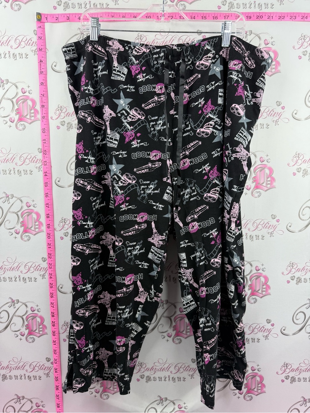 Addition Elle pants pj Hollywood Black and Pink Hollywood Print pants